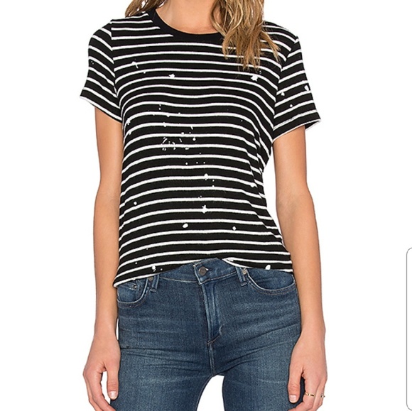 Hye Park & Lune Soft Comfy Paint Splashed Striped Top - Picture 2 of 7